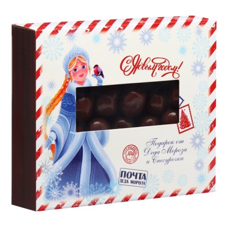 New Year. Chocolate dragee "Gift from Santa Claus and Snow Maiden", cherry in chocolate, 100 g-1