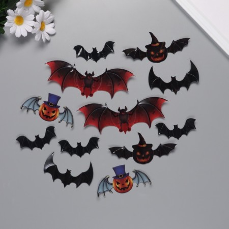 Stick Plastic "pumpkin and bats" set 12 pcs