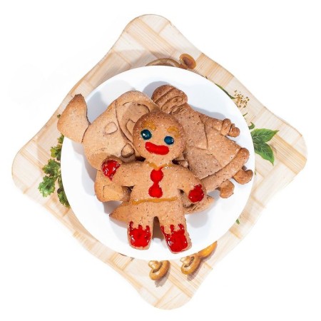Bed -up form "gingerbread man", cutting, stamp, 11.5 × 8 cm, yellow color-5