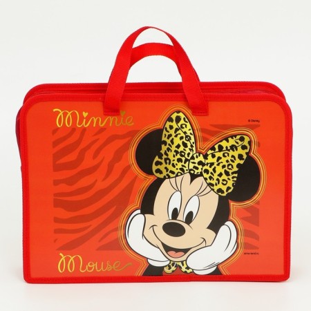 Plastic folder with A4 handles, on a zipper, 80x330x240 mm, Minnie Mouse-1