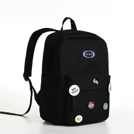 Young backpack from textiles on lightning, 4 pockets, black color-2