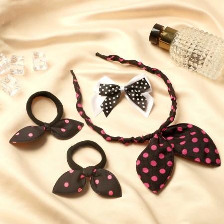 Solokha hair set (rim, 2 elastic bands, clamp) white peas