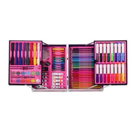 Set for drawing, in a suitcase, pink