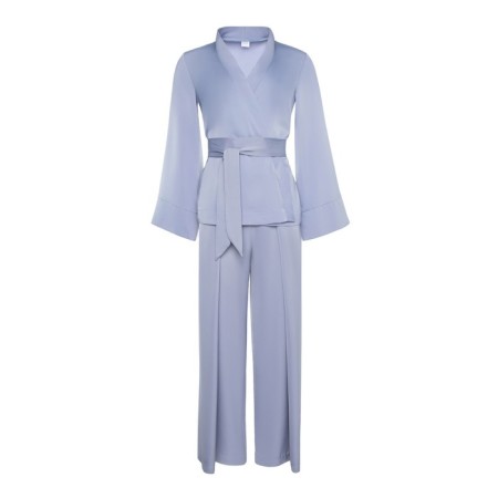 Female set (jacket, trousers) minku: Silk pleasure color gray-blue, rr 46-7