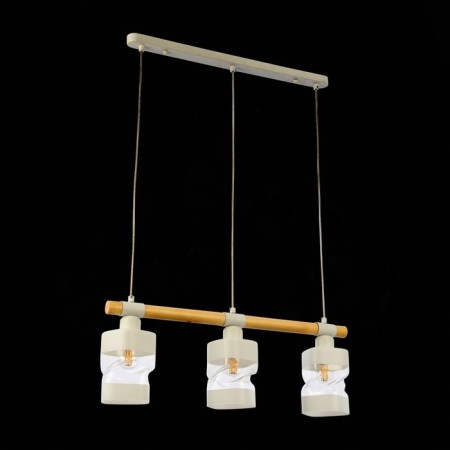 Suspended EVOLUCE lamp. Sle114503-03. Abiritto. 3x60 watts, E27, 60x10x20.5 cm, white color, light wood-2
