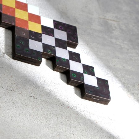 Wooden souvenir "knife", 20 cm, pixel, with a gold blade-2