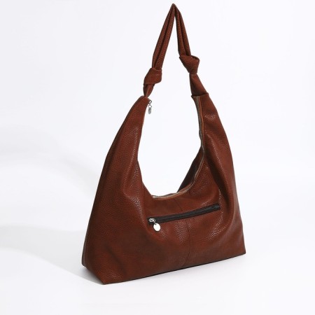 Shopper bag, outer pocket, brown color-2