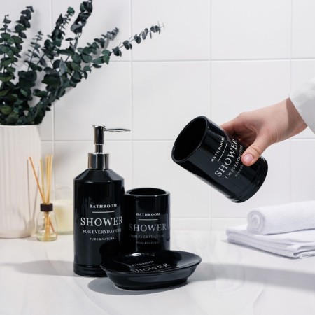 A set of accessories for the bathroom "Loft", 4 items (soap dish, soap dispenser 420 ml, 2 cups), black color-5