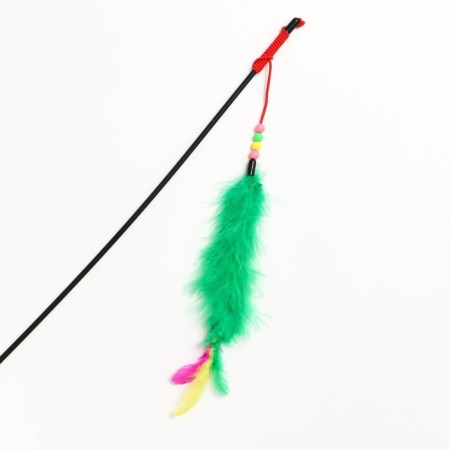 Domestico-pitch with feathers, downy tail and beads, green-1