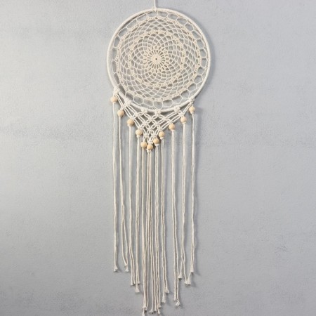 Panel wall -mounted macrame technique "Lace with beads" 82x30 cm