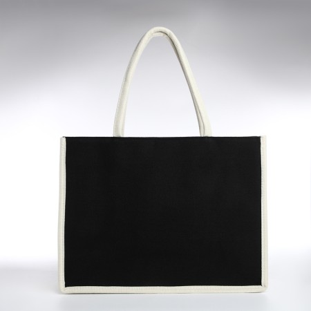 Beach bag without fastening, milk/black color-1