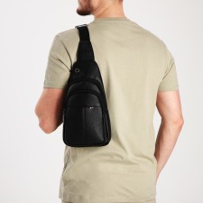 Male sling bag, artificial leather, black color