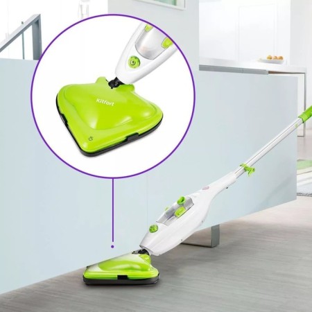 Steam mop KitFort KT-1060, 1300 W, 300 ml, cord 4.7 m, white-green-4