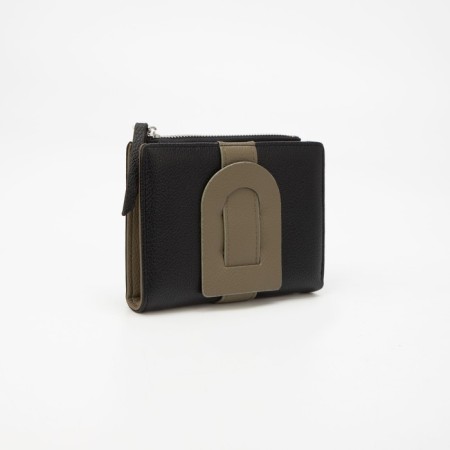 Women's wallet on the button, black color