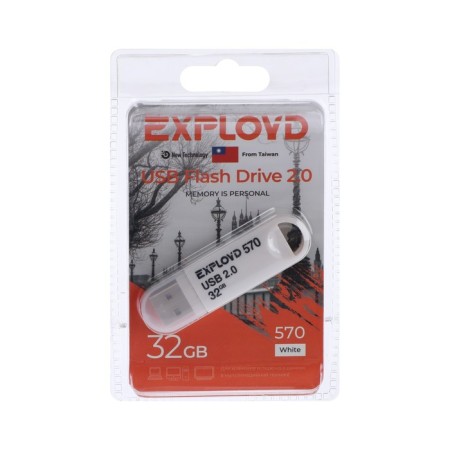 Flashka Exployd 570, 32 GB, USB2.0, Thu up to 15 MB/s, PBU up to 8 Mb/s, white