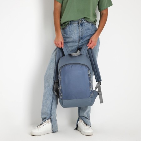 School textile “cell”, 46x30x10 cm, vertical pocket, gray -gray-7