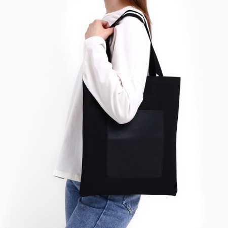 Shoper with pocket, black color, 40 x 35 cm-6