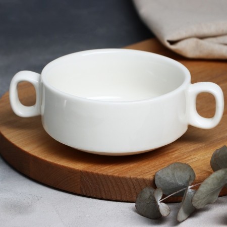 Clus with handles of ceramic "pleasant appetite", 10.5 x 5 cm, 220 ml, white color-2