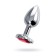 Anal plug, metal, silver, with a crystal of ruby ​​color, 7 cm, D 2.7 cm, 50 g