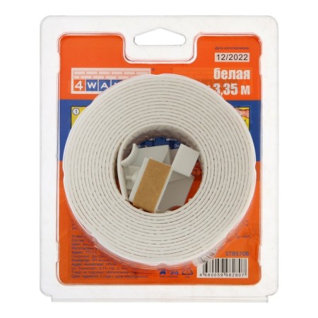 Border tape 4walls, white, with 2 corners and 2 plugs, 38 mm x 3.35 m-2