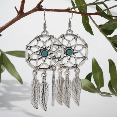 Earrings Assorted "History" Catcher, Blue color in black silver-1