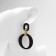 Earrings Metal “Chain” Ring and Oval, 3 links, golden-black color