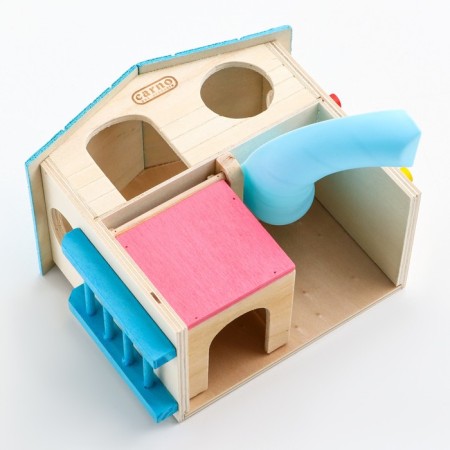 Home for rodents with a slide, wood 17.2 x 15.8 x 16.2 cm-7