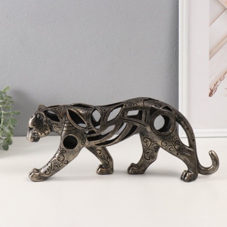Polystone souvenir "Wild cat in drawings" under bronze 6x37.5x15 cm-2