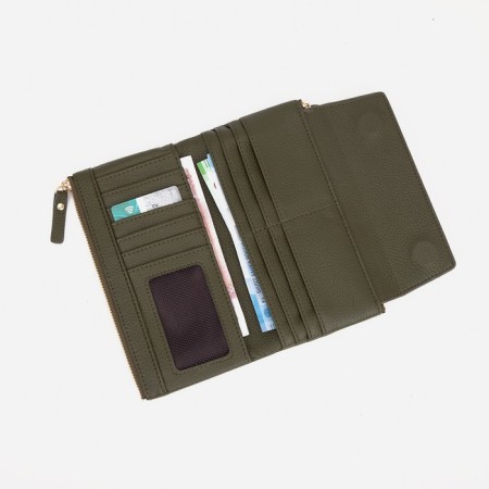 Women's wallet on magnets, green color-3