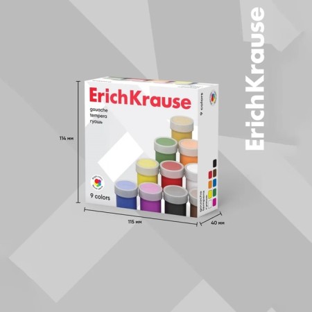 Gouache 9 colors x 17 ml, erichkrause basic, in cardboard packaging-4