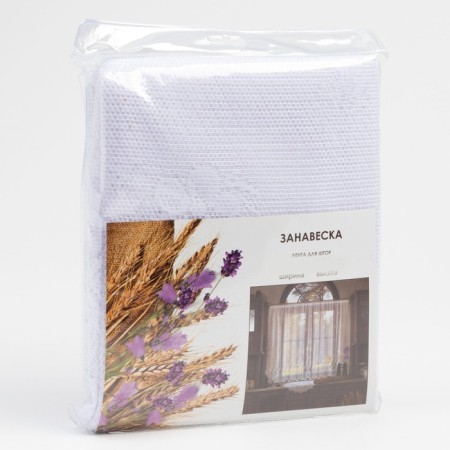 Curtain on the curtain tape, size 250x165 cm, white color, 100% polyester-5