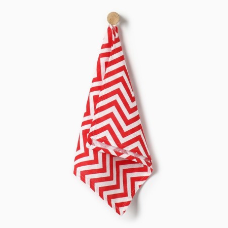 Towel 35x60cm zigzag 757-6p, red, waffle, 120 g/m, HL100%