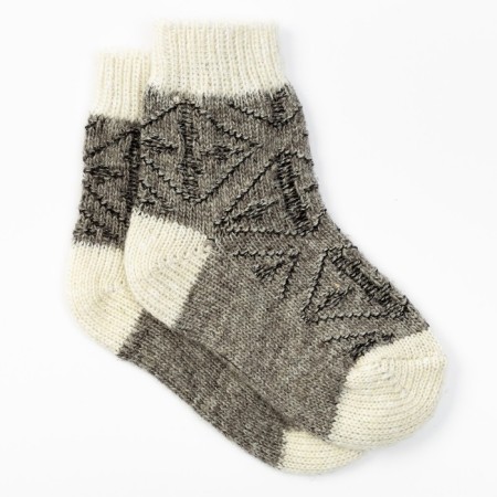 Socks children's woolen textured knitting color white, size 14