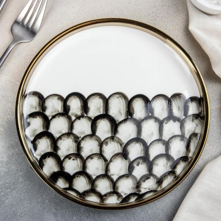 Poramic dining Black Style, D = 20 cm, white and black color