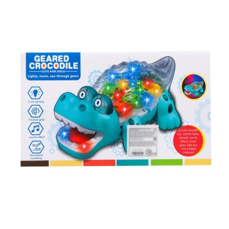 The gear crocodile, light and sound, works from batteries, green color-4