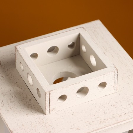 Kashpo wooden "Lantern. Provence" 17x17x31 cm light gray-3