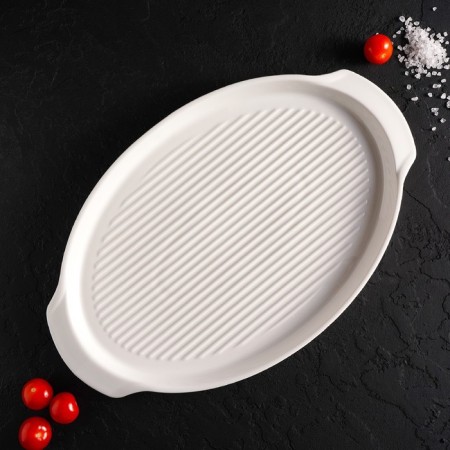 Porcelain dish for baking Magistro "Blanche", 33 × 21 × 2.5 cm, white color-3