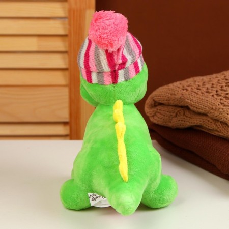 Soft toy "Dragosh", in a striped hat, 21 cm, green color-3
