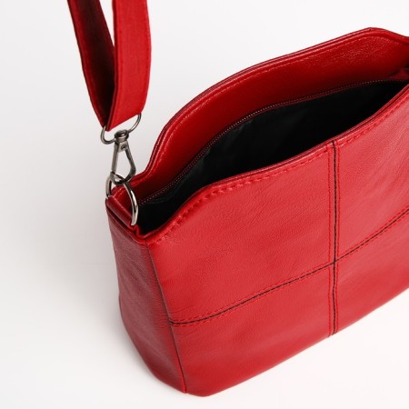 Cross-Bodi bag with zipper, burgundy color-4