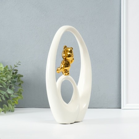 Souvenir Ceramics "Bear - Dreams in reality" White with gold 6x15.5x27 cm-2