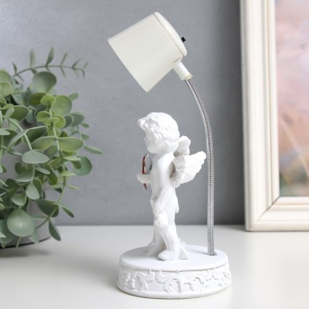 Souvenir Polystone Light "Lamp - Angels with heart" White mix 7.5x7.5x18 cm-4