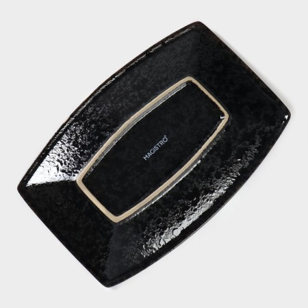 Serving porcelain magistro "Night Rain", 21 × 14 × 3 cm, black color-3