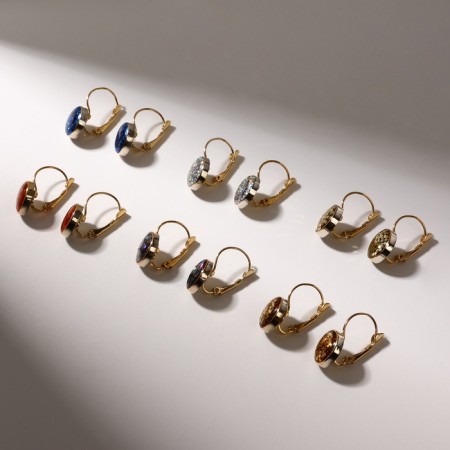 Earrings with the rhinestones "confetti" flash, color mix-6