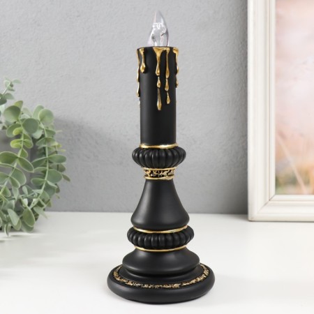 Souvenir Polystone Light "Candle" 2xlr44 black with gold 10x10x24.5 cm-2