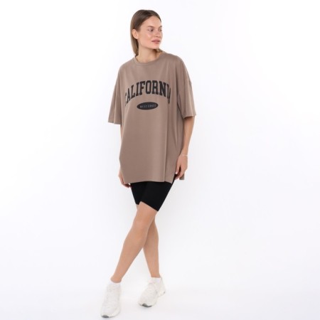 T-shirt female, brown color, Oversize size (42-46)-1