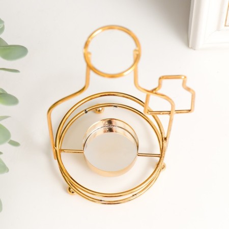 Summary Metal for 1 candle "Two bottles" d-4 cm gold 8x8.5x19 cm-3