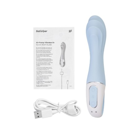 Unrealistic vibrator Satiffyer Air Pump Vibrator 5, 15 cm, silicone, blue color-10