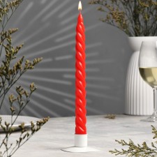 Candle twisted, 2.2x 25 cm, lacquered red