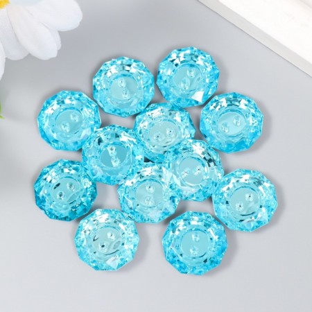 Buttons plastic for creativity 2 punctures "Kant Rhin" set 12 pcs Blue D = 1.7 cm-2
