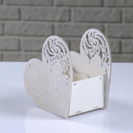 Kashpo wooden "Openland heart", white, 18 × 8.6 × 14 cm-1